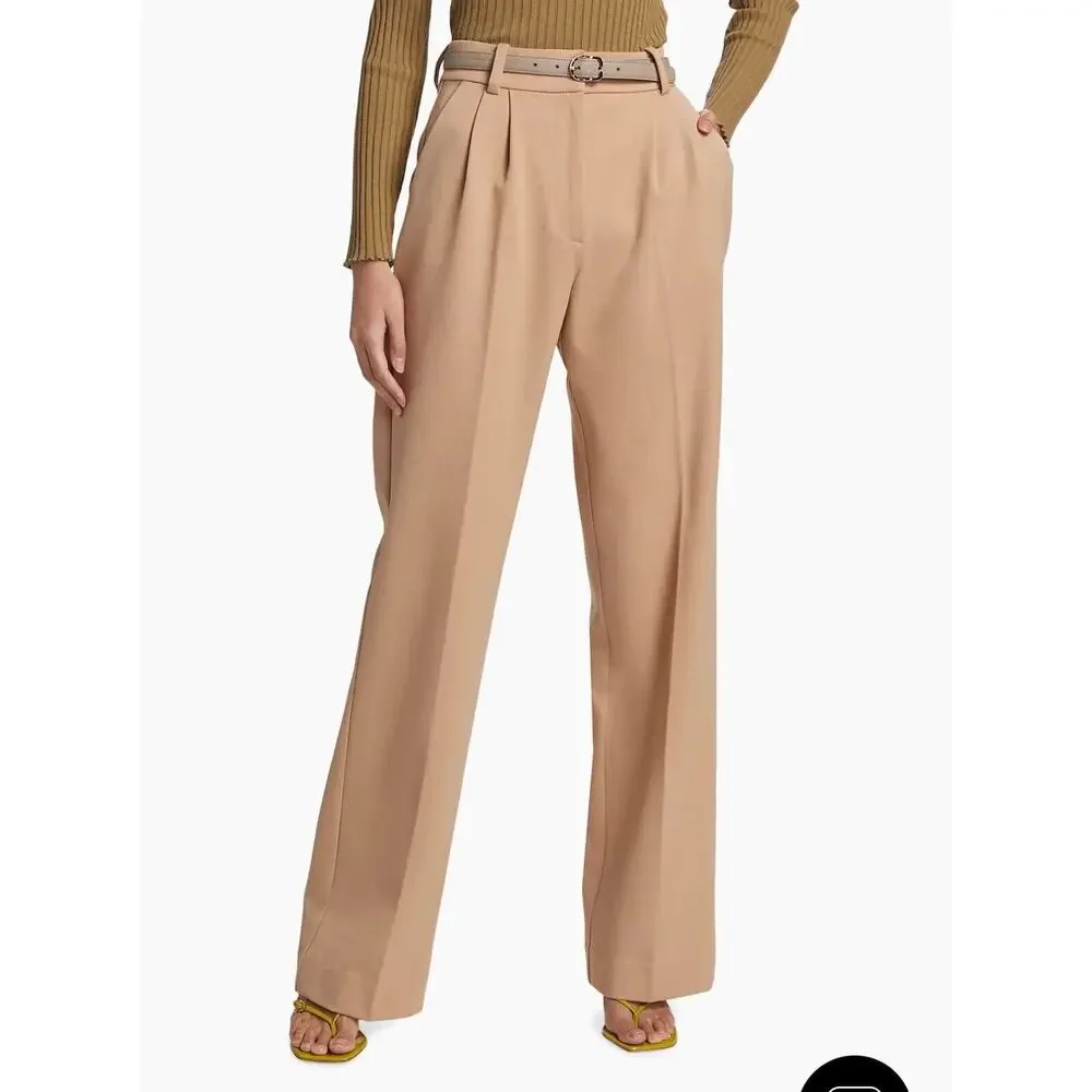 Favorite Daughter The Favorite Pleated Wide-Leg Pants Beige Size 12 NWOT - Picture 4 of 14